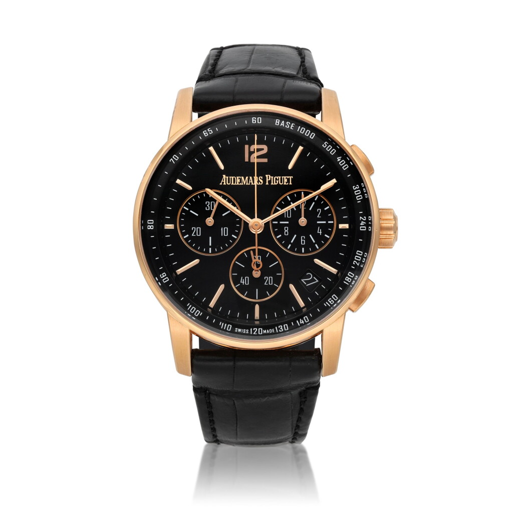 View full screen - View 1 of Lot 24. CODE 11.59, Reference 26393OR.O | A pink gold automatic chronograph wristwatch with date | Circa 2021.