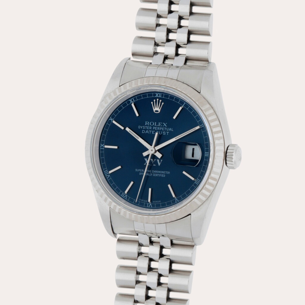 View full screen - View 1 of Lot 331. Datejust 'XXV', Reference 16234 | A stainless steel and white gold wristwatch with date and bracelet made for the 25th anniversary of service for Dubal Aluminum | Circa 1997.