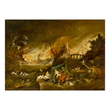 View full screen - View 1 of Lot 113. DUTCH SCHOOL, 17TH CENTURY | HELL SCENE.
