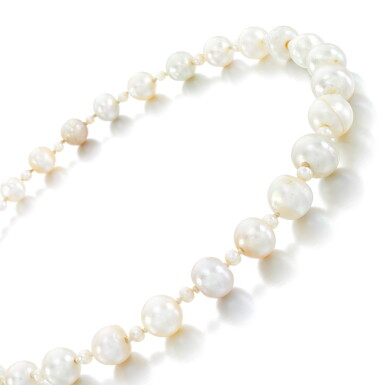 View full screen - View 1 of Lot 33. Natural pearl and cultured pearl necklace.
