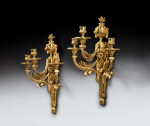 Paire d'appliques en bronze doré d'époque Louis XVI, vers 1775, d’après un modèle de Jean-Joseph de Saint Germain