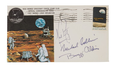 View full screen - View 1 of Lot 46. Buzz Aldrin's Apollo 11 Crew-Signed NASA Manned Spacecraft Center Insurance Cover.