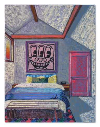 View full screen - View 1 of Lot 256. Gray Bedroom with Keith Haring.