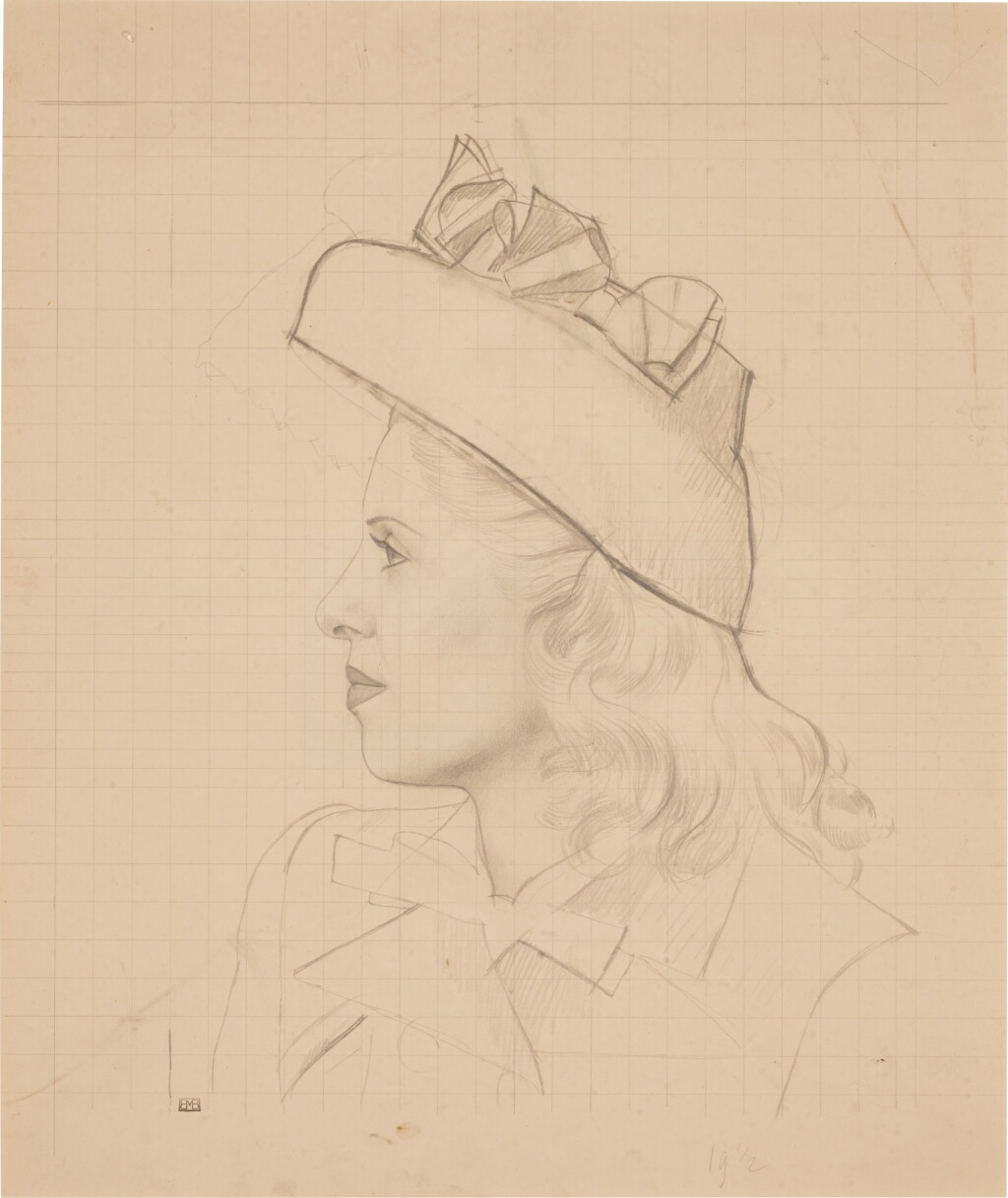 View full screen - View 1 of Lot 36. Study for 'Portrait of a woman in profile'.