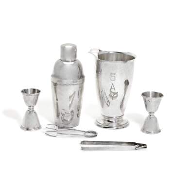 View full screen - View 1 of Lot 114. An early 20th century American silver six-piece cocktail suite, Cartier, circa 1930.