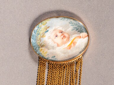 View full screen - View 1 of Lot 89. An Imperial gold and ivory bracelet belonging to Empress Marie-Louise representing the King of Rome, the bracelet by maison Nitot, the miniature by Jean-Baptiste Isabey (1767-1855), circa 1811.