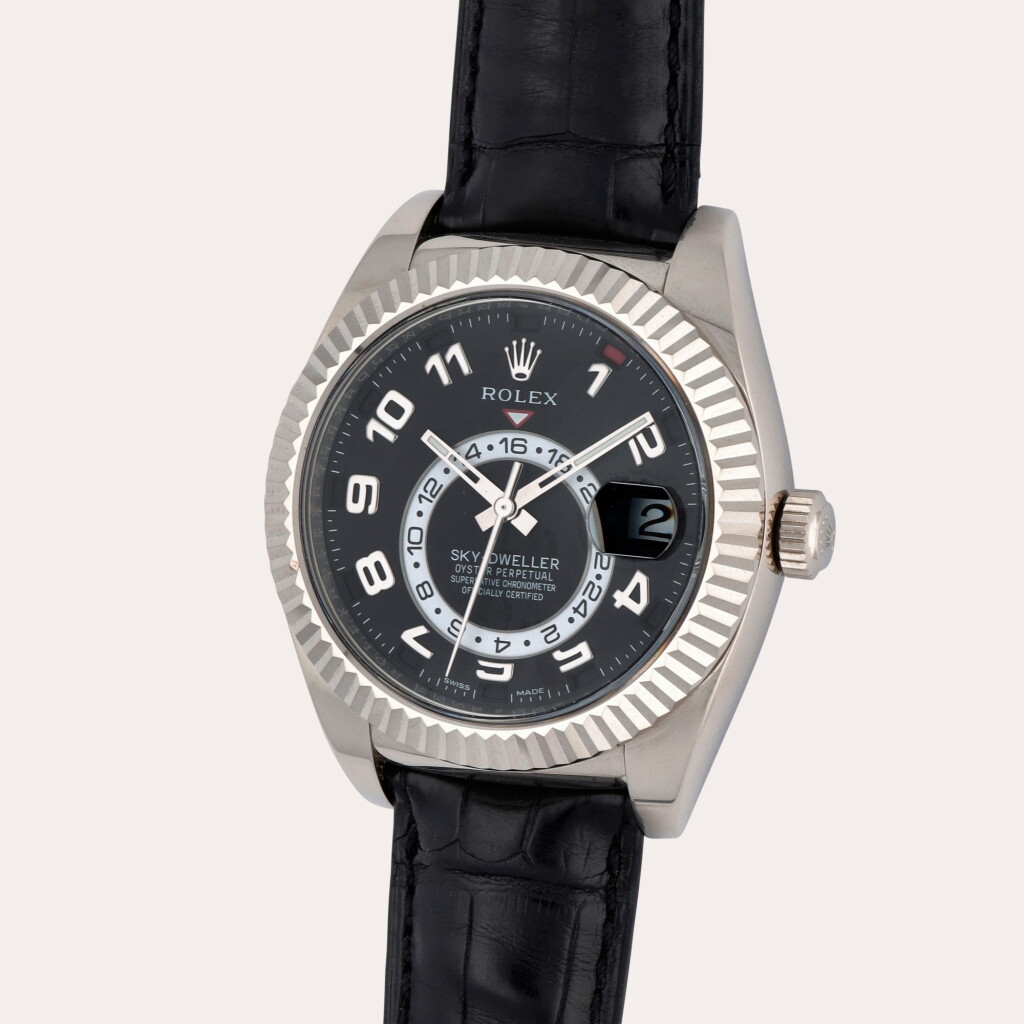 View full screen - View 1 of Lot 330. Sky-Dweller, Reference 326139 | A white gold annual calendar and dual time zone wristwatch with date | Circa 2014.