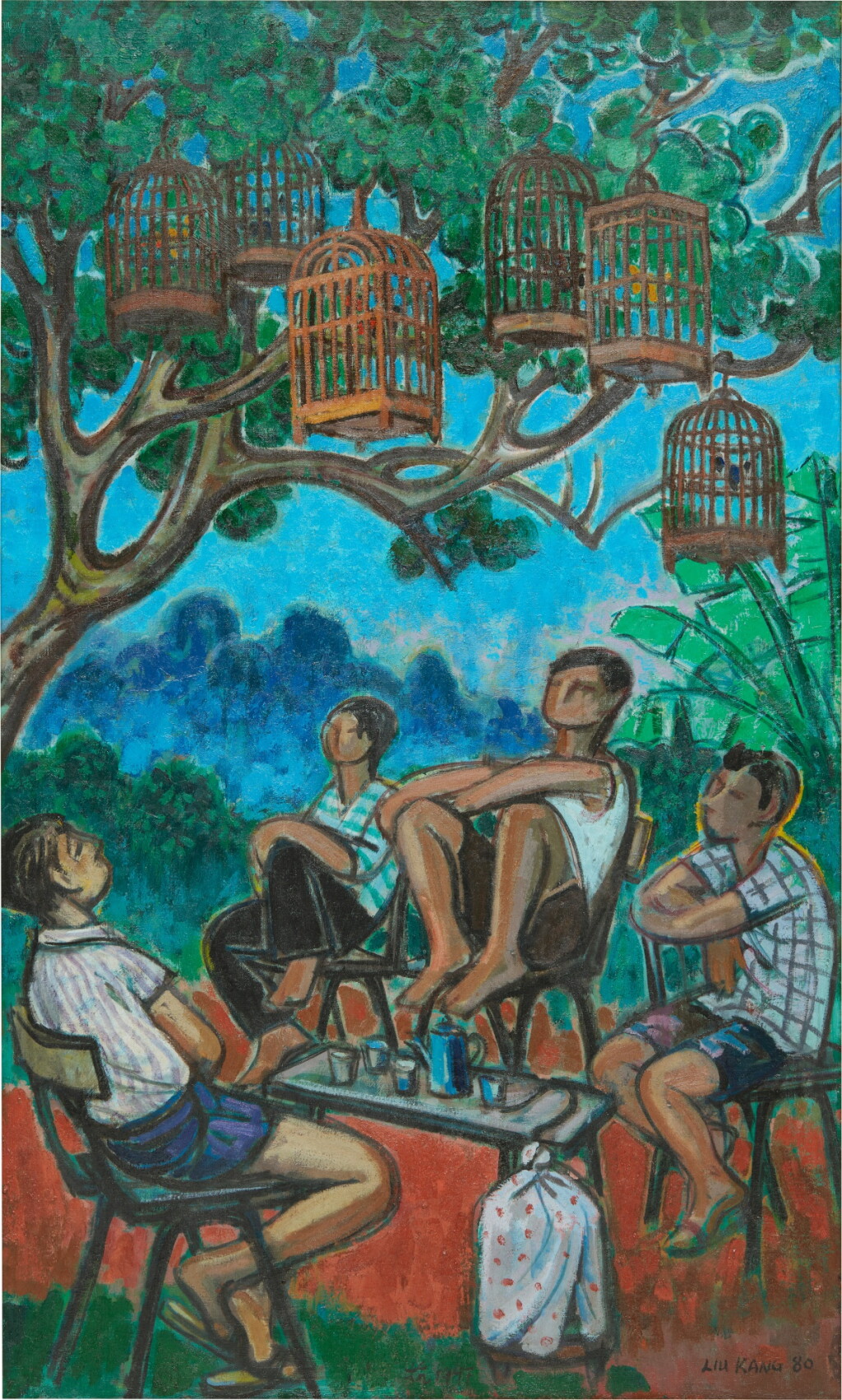 View full screen - View 1 of Lot 2834. Liu Kang 劉抗 | Listening to the birds 賞鳥.