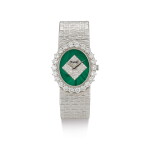 PIAGET | REFERENCE 9338A6, A WHITE GOLD AND DIAMOND-SET BRACELET WATCH WITH MALACHITE DIAL, CIRCA 1970