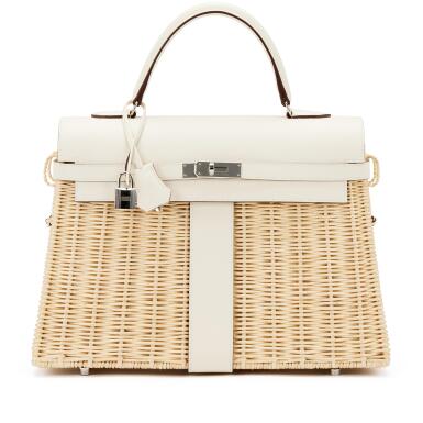 View full screen - View 1 of Lot 16. Nata Swift and Osier Wicker Picnic Kelly 35 Palladium Hardware, 2022.