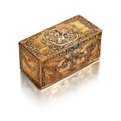 View full screen - View 1 of Lot 1109. A four-coloured gold snuff box, probably Hanau, circa 1765.