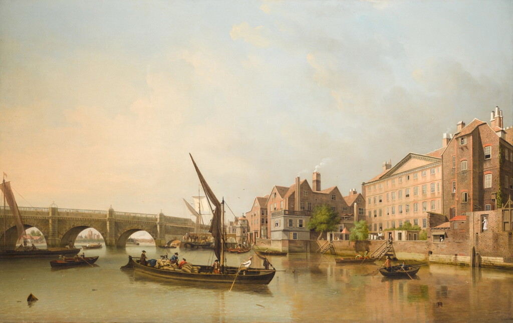 View full screen - View 1 of Lot 29. View of Westminster Bridge with neighbouring houses, London 《倫敦西敏橋與鄰近市景》.
