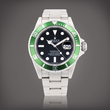 View full screen - View 1 of Lot 167. 'Kermit' Submariner, reference 16610LV Montre bracelet en acier avec date | Stainless steel wristwatch with date and bracelet Vers 2008 | Circa 2008.