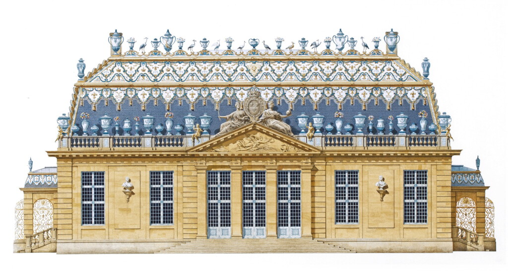 View full screen - View 1 of Lot 455. The garden facade, the Trianon de Porcelaine at Versailles, France.