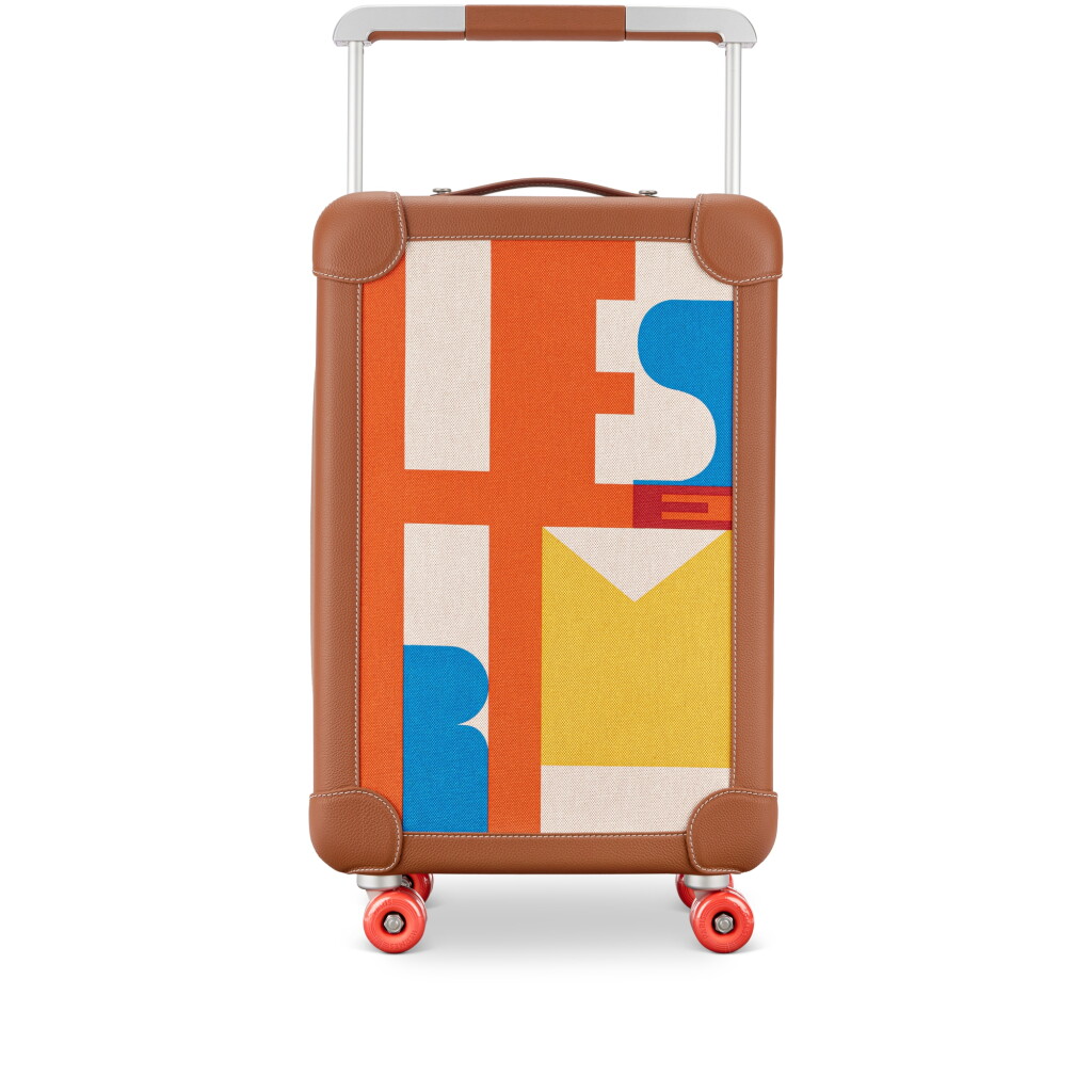 View full screen - View 1 of Lot 1553. Fauve Regate and Pacific Plume H Canvas R.M.S. Rolling Mobility Suitcase Aluminum and Steel.