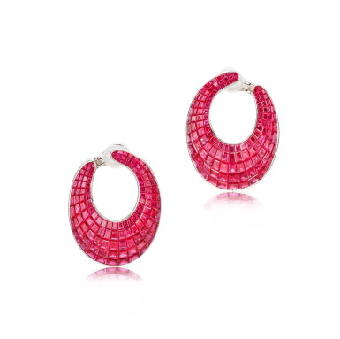 View full screen - View 1 of Lot 243. Pair of Ruby Earrings | 格拉夫 | 紅寶石耳環一對.