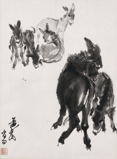 View full screen - View 1 of Lot 6011. 黃胄 驢 | Huang Zhou, Donkeys.