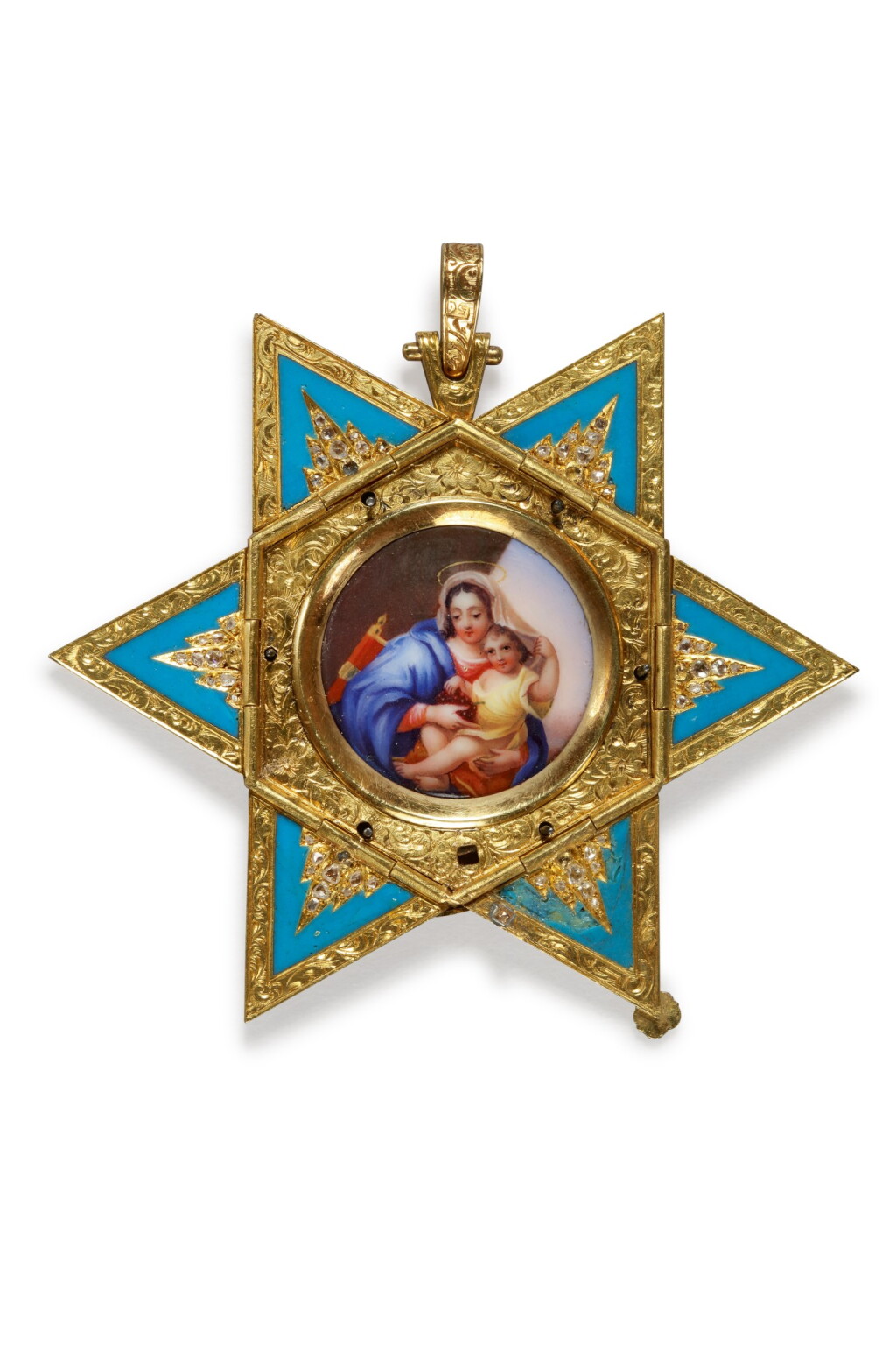 View full screen - View 1 of Lot 81. A JEWELLED AND ENAMELLED GOLD PENDANT, SAMUEL ARNDT, ST PETERSBURG, CIRCA 1895.
