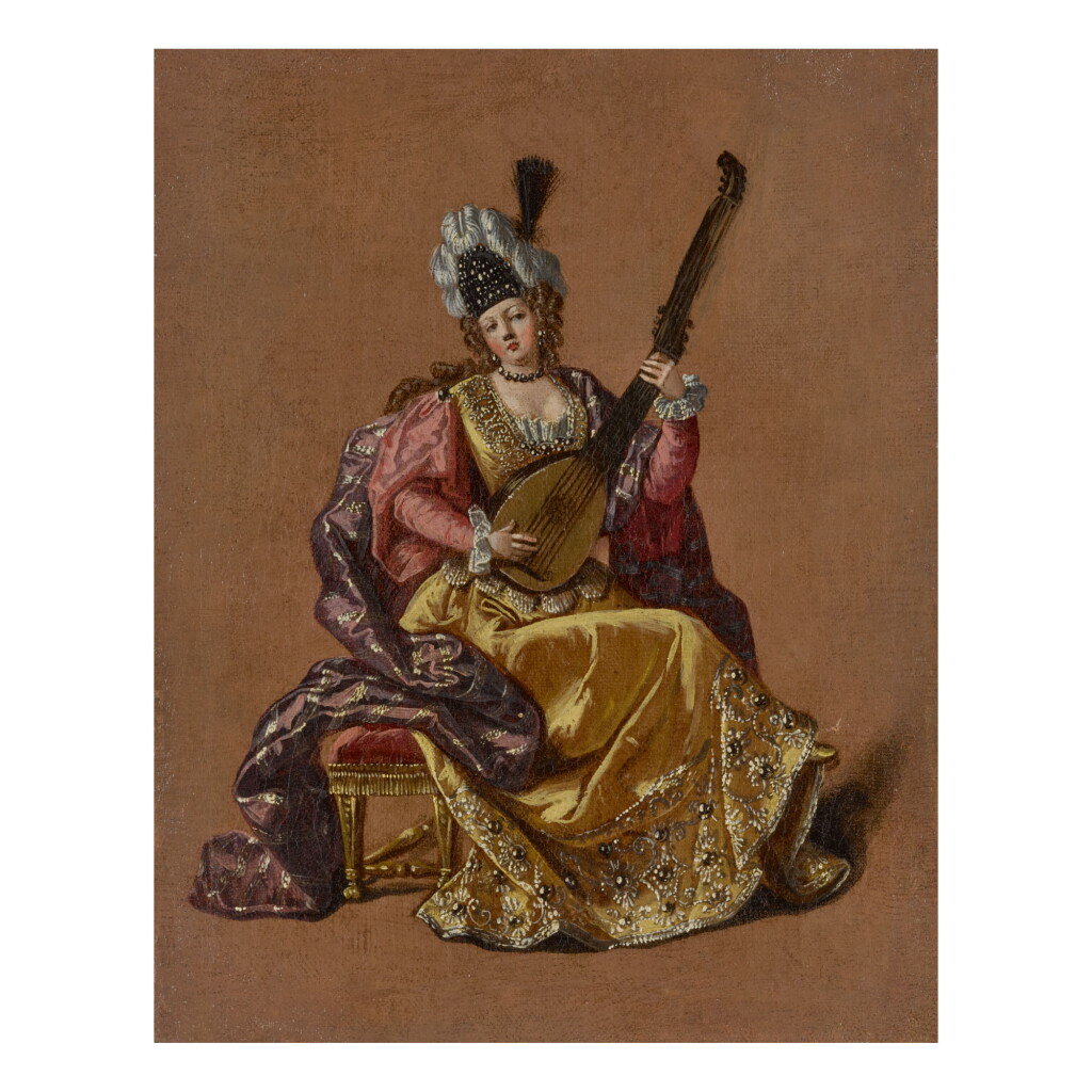 View full screen - View 1 of Lot 102. LADY PLAYING AN ARCHLUTE.
