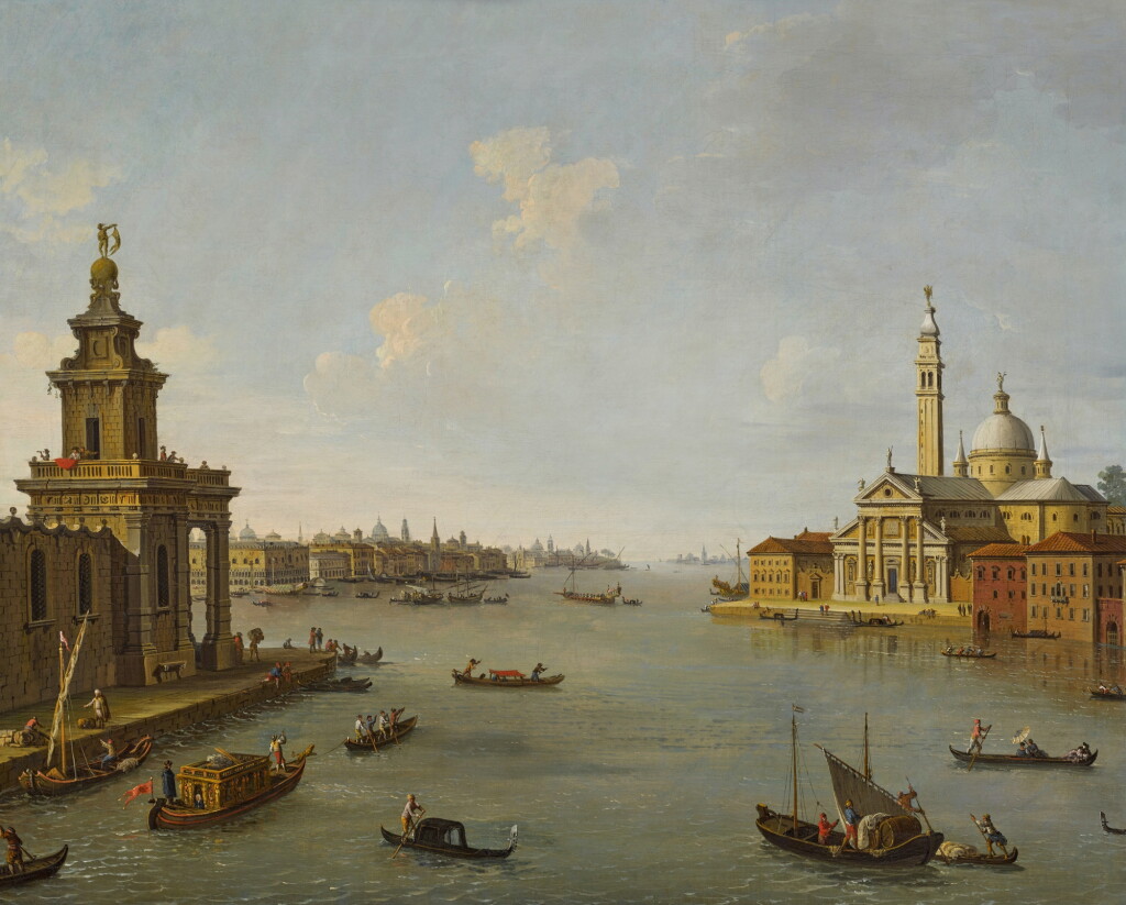 View full screen - View 1 of Lot 19. Venice, the Bacino di San Marco looking east with the Punta della Dogana and San Giorgio Maggiore.