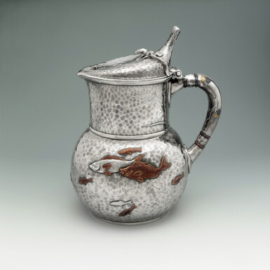View full screen - View 1 of Lot 26. AN AMERICAN SILVER AND MIXED-METAL BEER JUG | TIFFANY & CO., NEW YORK | CIRCA 1880.