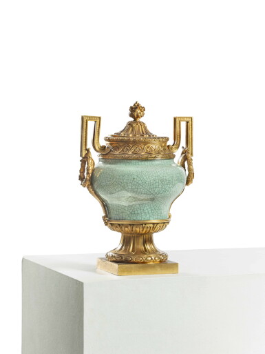 View full screen - View 1 of Lot 170. A Louis XV style gilt-bronze mounted celadon porcelain vase, the porcelain Qing dynasty, 19th century, the mount second half of the 19th century by Henri Picard.