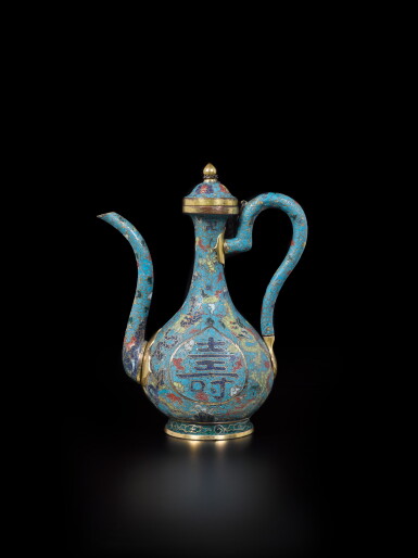 View full screen - View 1 of Lot 239. A cloisonné enamel 'shou' ewer and cover, Ming dynasty, Jiajing period.