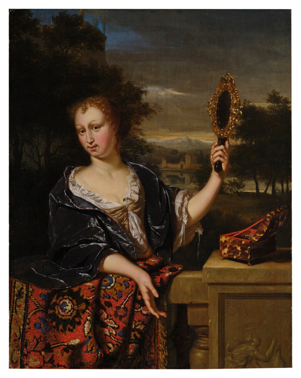 View full screen - View 1 of Lot 16. Elegant lady with a mirror.