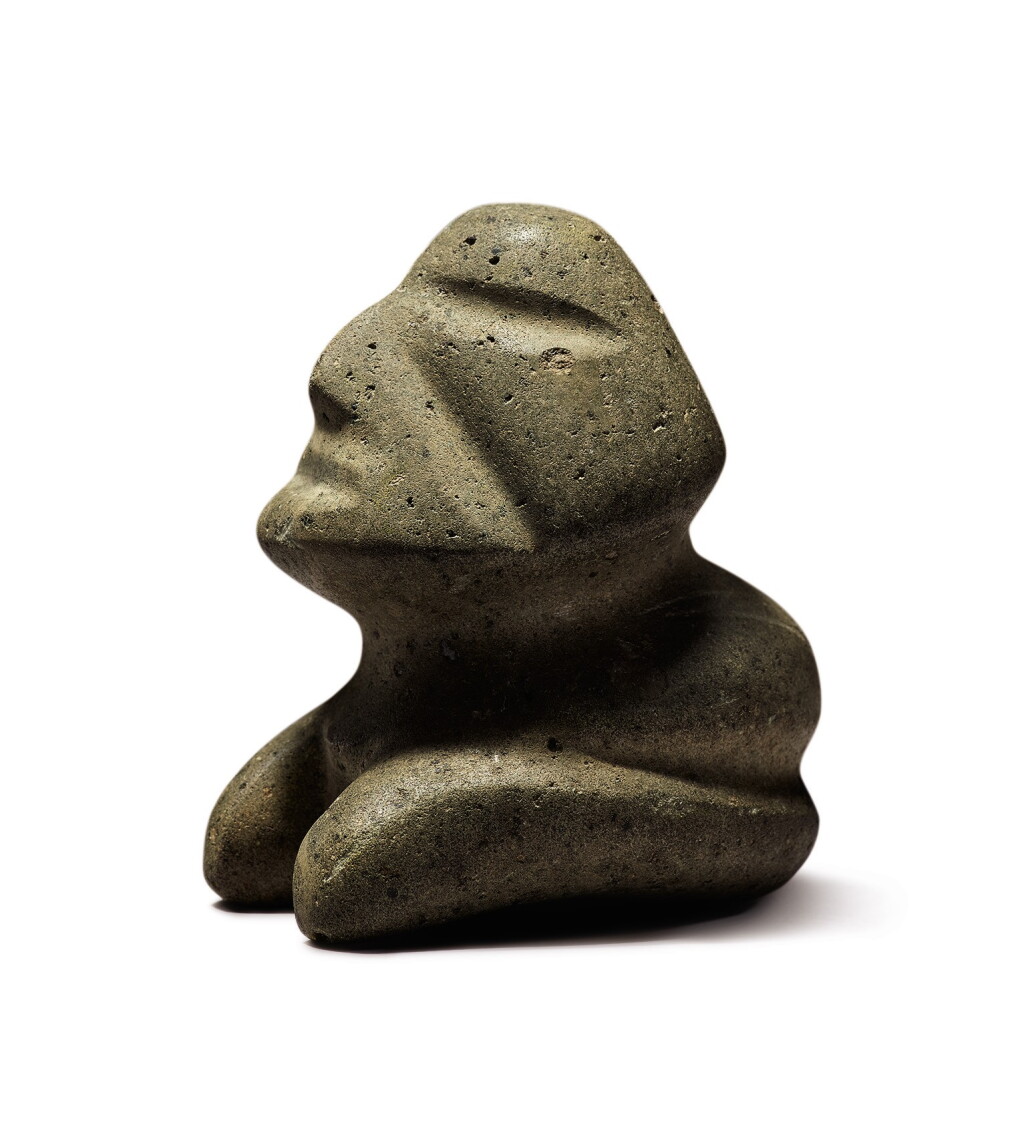 View full screen - View 1 of Lot 3. MEZCALA STONE SEATED FIGURE, LATE PRECLASSIC, CIRCA 300 - 100 BC.