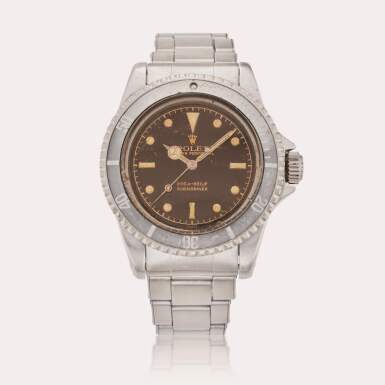 View full screen - View 1 of Lot 640. Reference 5512 Submariner | A stainless steel automatic wristwatch with bracelet and gilt tulip dial, Circa 1961.