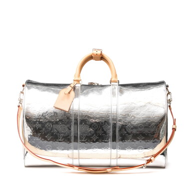 View full screen - View 1 of Lot 1040. Silver Monogram Mirror Canvas Keepall Bandoulière 50 Silver Hardware, 2021.