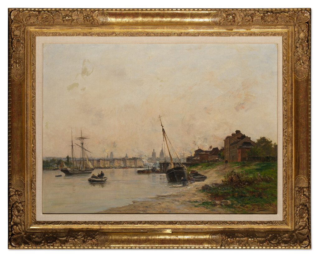 View full screen - View 1 of Lot 432. Dawn at the Port of Honfleur.