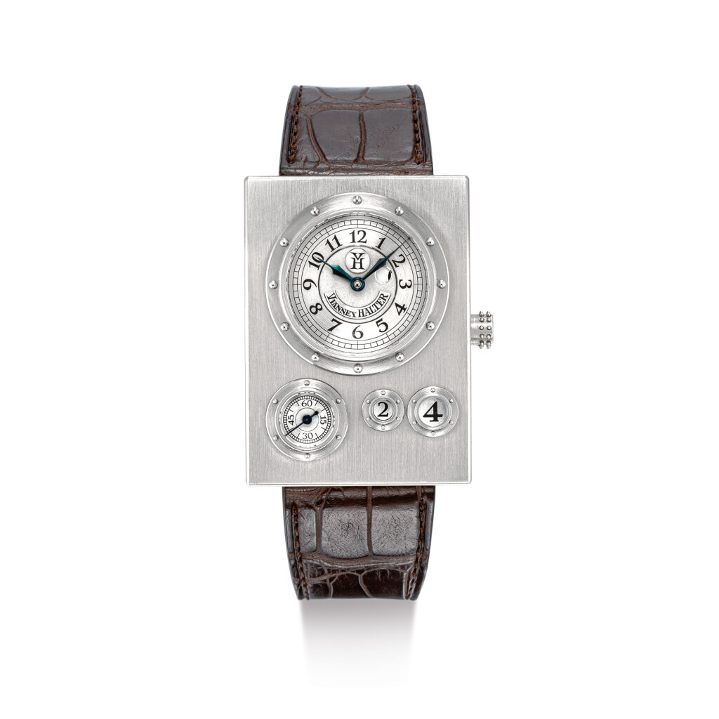 View full screen - View 1 of Lot 2158. VIANNEY HALTER | TRIO GRANDE DATE, A WHITE GOLD WRISTWATCH WITH DOUBLE DATE APERTURES AND DAY AND NIGHT INDICATION, CIRCA 2005 | "Trio Grande Date 白金腕錶,備日期及晝夜顯示,錶殼編號7W.617.T,約2005年製".