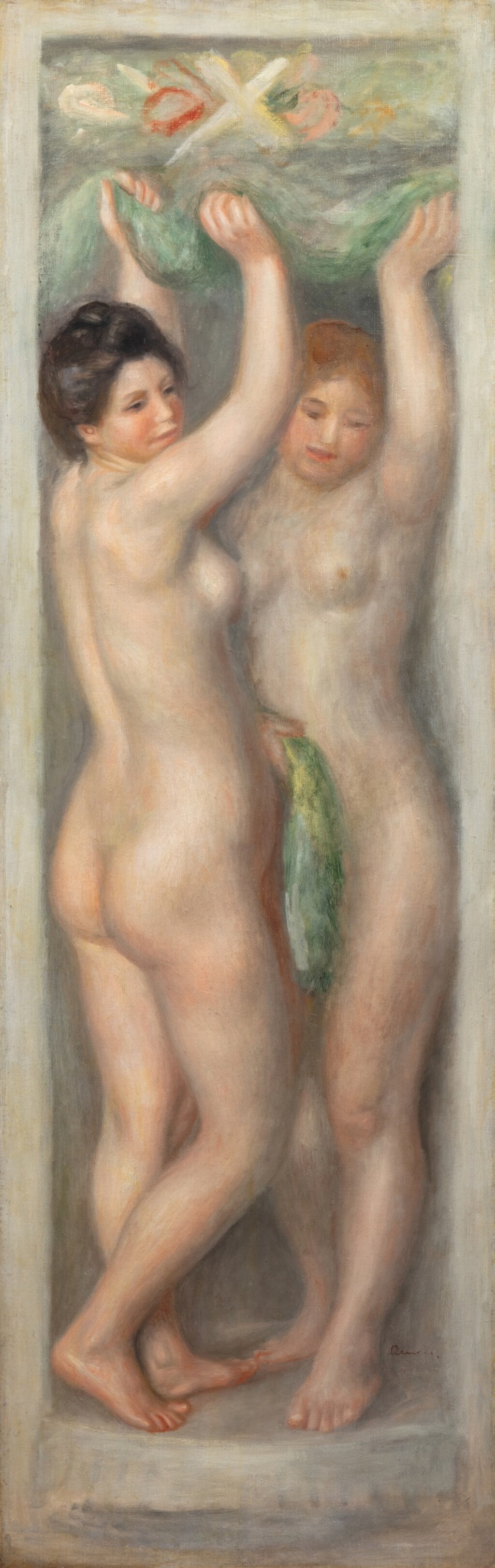 View full screen - View 1 of Lot 114. Deux jeunes femmes nues, guirlandes de feuillages et de fruits.