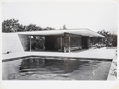 View full screen - View 1 of Lot 30. Mies van der Rohe. Barcelona Pavillon. View over the pool from north east., 1929.