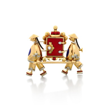 View full screen - View 1 of Lot 137. Weber | Enamel and diamond brooch, 1930s.