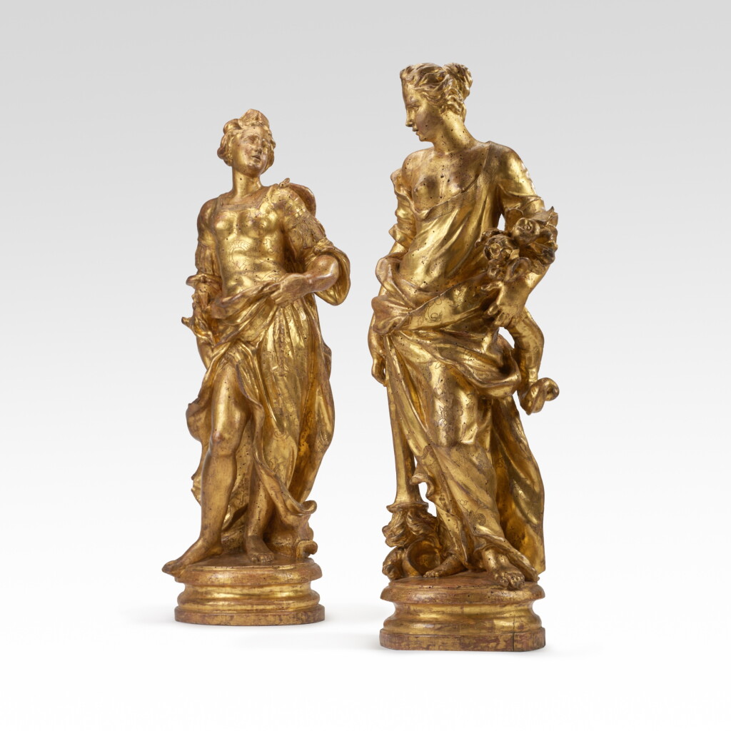 View full screen - View 1 of Lot 10. Italian, Tuscan, 18th century, a pair of allegorical female figures.
