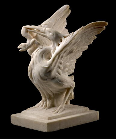 View full screen - View 1 of Lot 7. ITALIAN, 19TH CENTURY, AFTER THE ANTIQUE | HERON WITH A SALAMANDER.