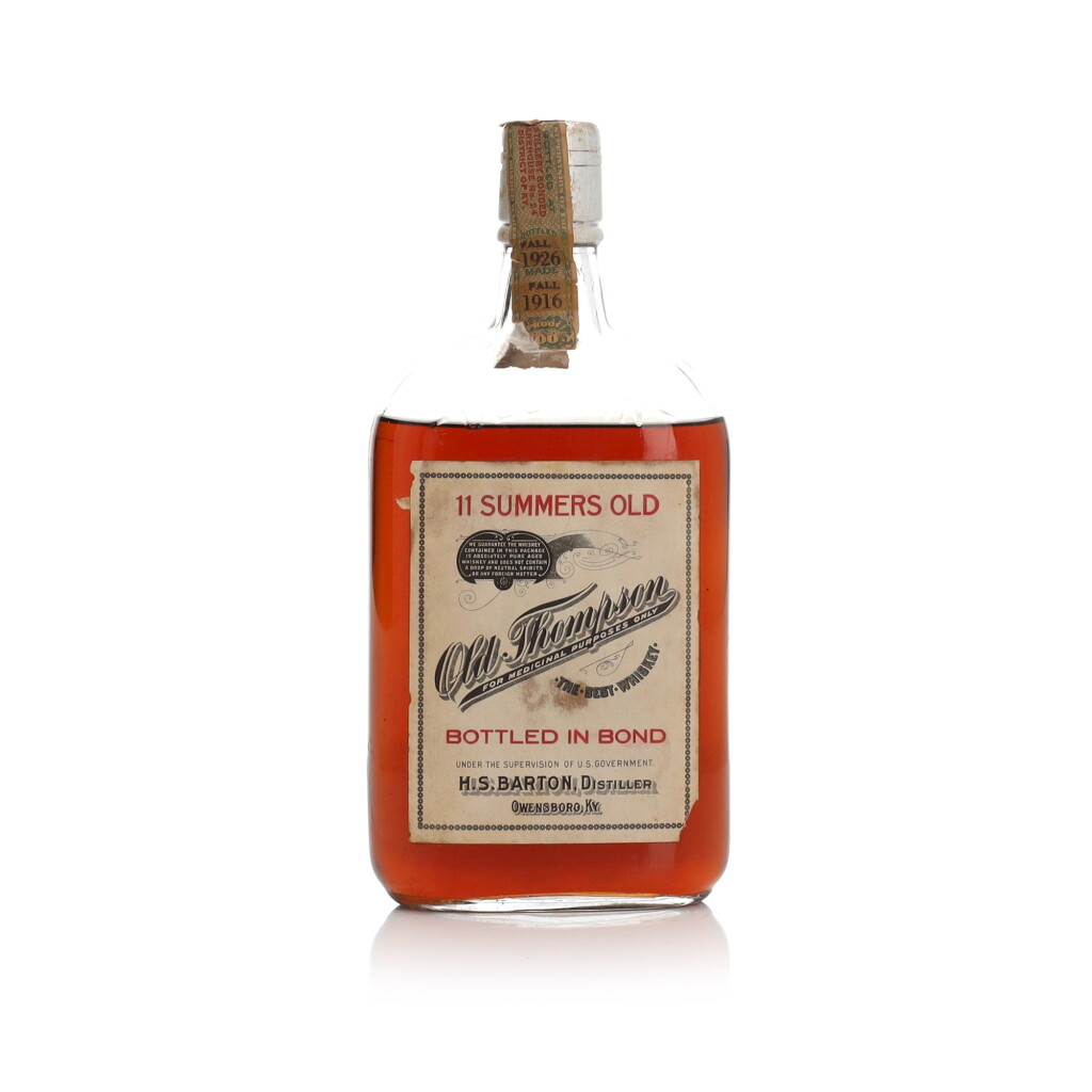 View full screen - View 1 of Lot 266. Old Thompson 11 Year Old 100 Proof 1916 (1 Pint).