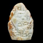 An exceptional imperial inscribed white and russet jade 'Mount Lingyan' boulder, Qing dynasty, Qianlong period | 清乾隆 白玉「御題靈岩山」山子