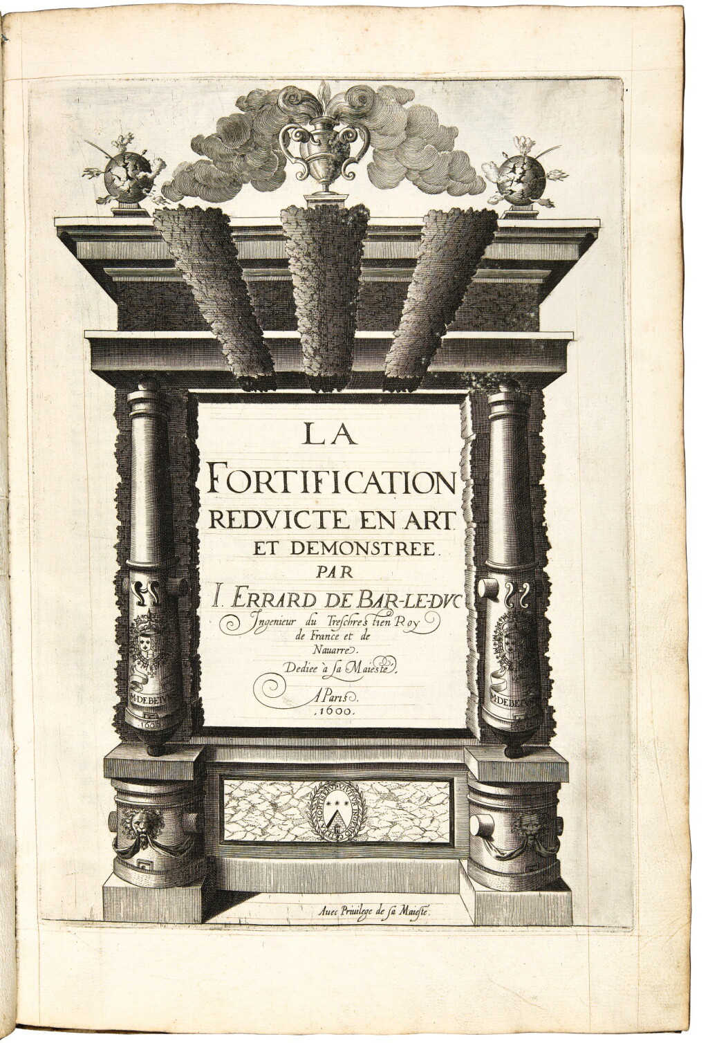 View full screen - View 1 of Lot 154. Errard, La fortification, Paris, 1600, contemporary vellum gilt.