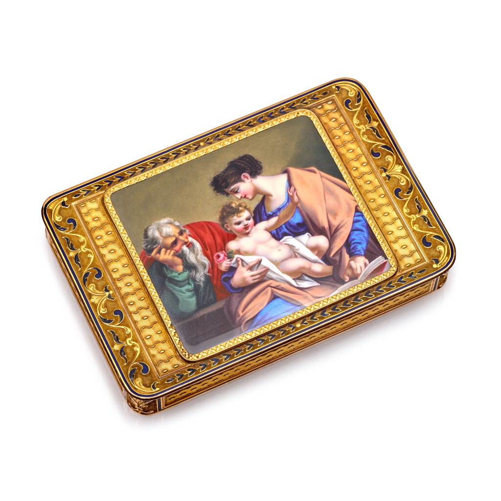 View full screen - View 1 of Lot 1170. A gold and enamel snuff box, Hanau, circa 1805 .
