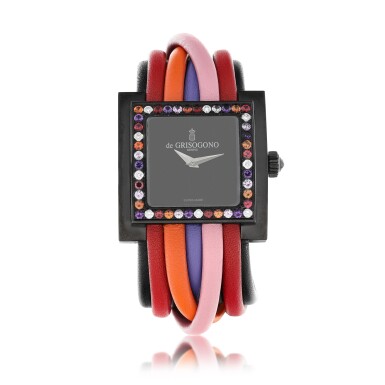 View full screen - View 1 of Lot 9297. de Grisogono | Allegra, A PVD-coated stainless steel and sapphire-set wristwatch, Circa 2015 | Allegra PVD塗層處理精鋼鑲藍寶石腕錶,約2015年製.