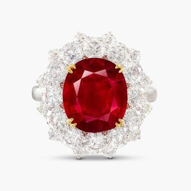 View full screen - View 1 of Lot 1486. Ruby and Diamond Ring | 5.03克拉 天然 「莫桑比克」未經加熱紅寶石 配 鑽石 戒指.