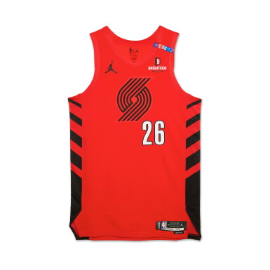 View full screen - View 1 of Lot 260. Duop Reath Portland Trail Blazers 2024-2025 Emirates NBA Cup Game Worn Statement Edition Jersey .
