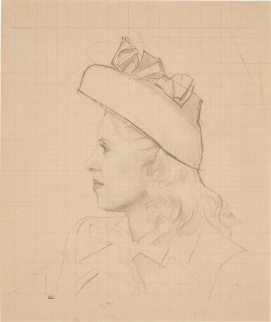 View full screen - View 1 of Lot 36. Study for 'Portrait of a woman in profile'.