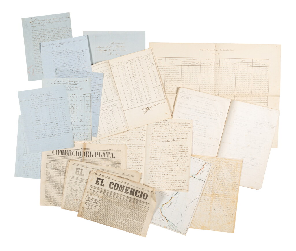 View full screen - View 1 of Lot 243. Missions en Amérique du sud. Plus de 300 documents, certains autographes, relatifs aux missions menées par Mouchez, de 1856 à 1866..