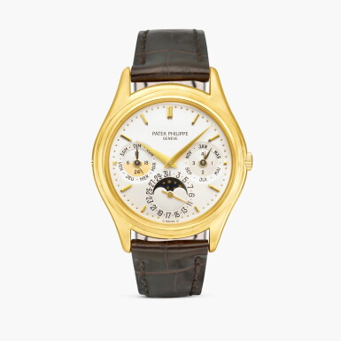 View full screen - View 1 of Lot 2257. Reference 3940 ‘Second Series’ | A yellow gold perpetual calendar wristwatch with moon phases, 24 hour, leap year indication and French calendar, Made in 1988.
