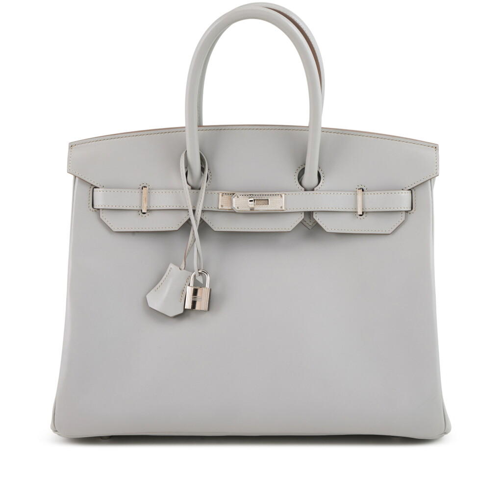 View full screen - View 1 of Lot 107. Limited Edition Gris Perle Tadelakt Birkin 35 Guilloche Hardware, 2014.