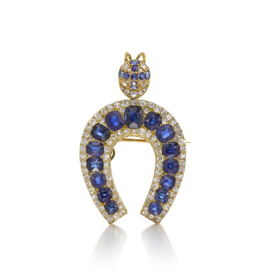 View full screen - View 1 of Lot 221. A sapphire and diamond brooch/pendant, late 19th century.